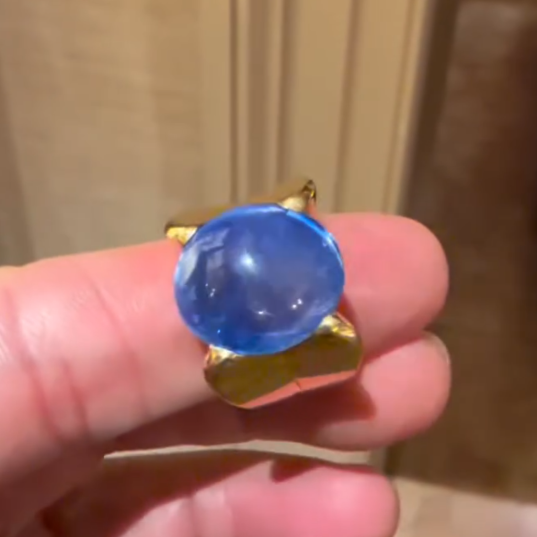  5ct Cabochon Blue Stone Solitaire Ring