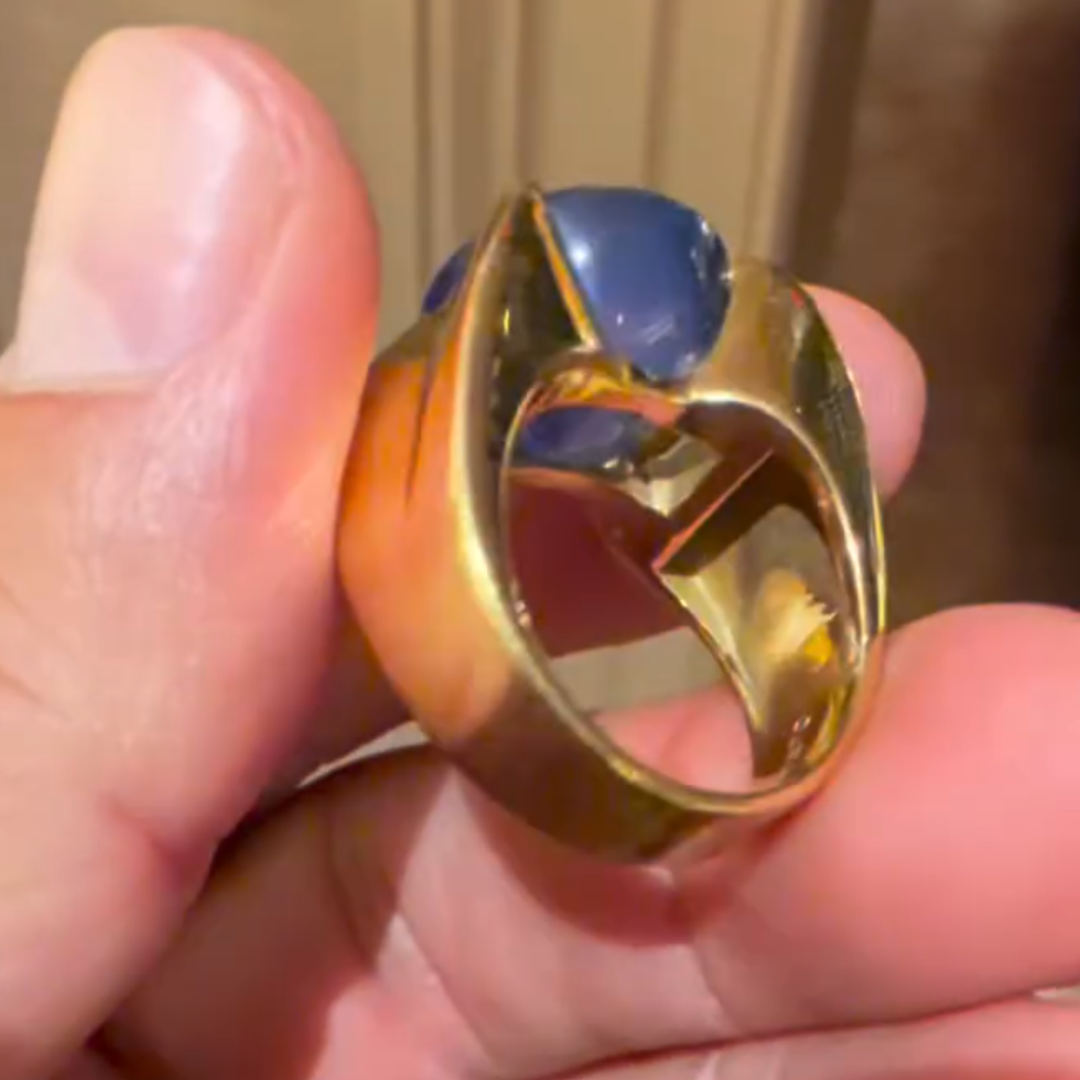  5ct Cabochon Blue Stone Solitaire Ring