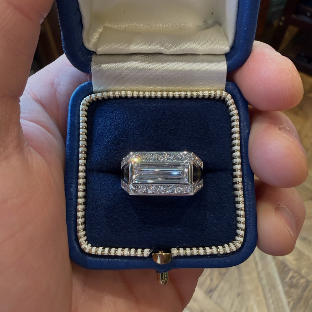 3ct long Baguette Cut White Stone Ring
