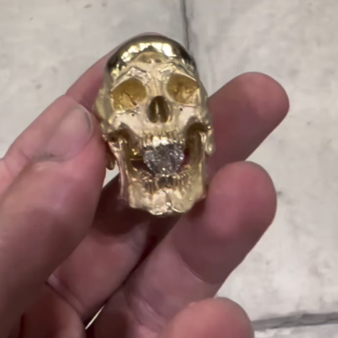 1.6 ct Men's Skull Ring in Gold Tone
