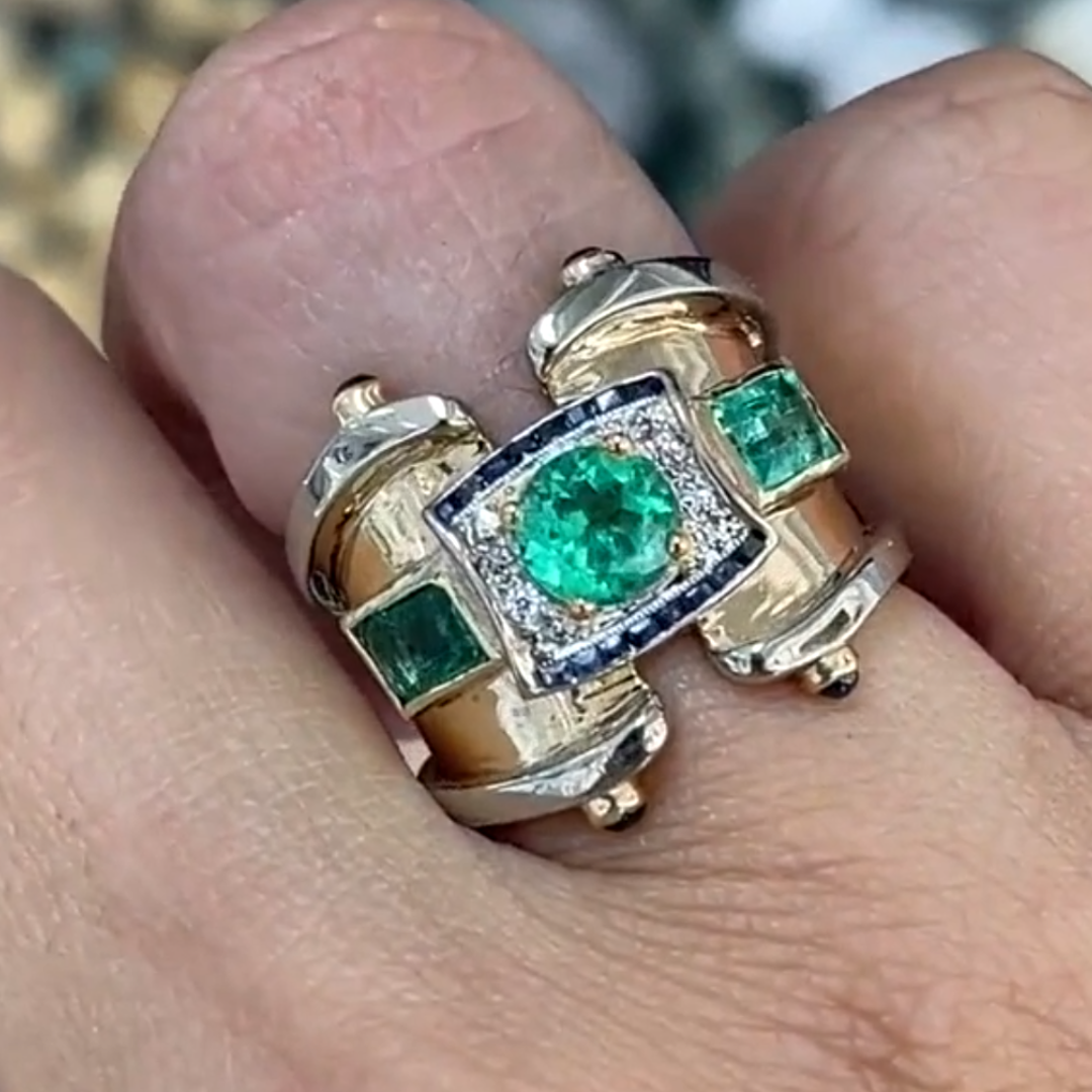 2.87ctw Cabochon Emerald Unisex Ring