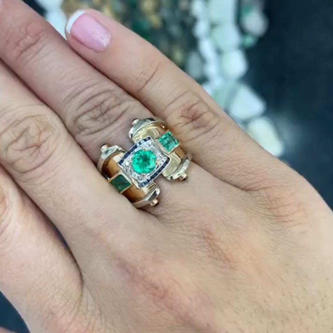 2.87ctw Cabochon Emerald Unisex Ring