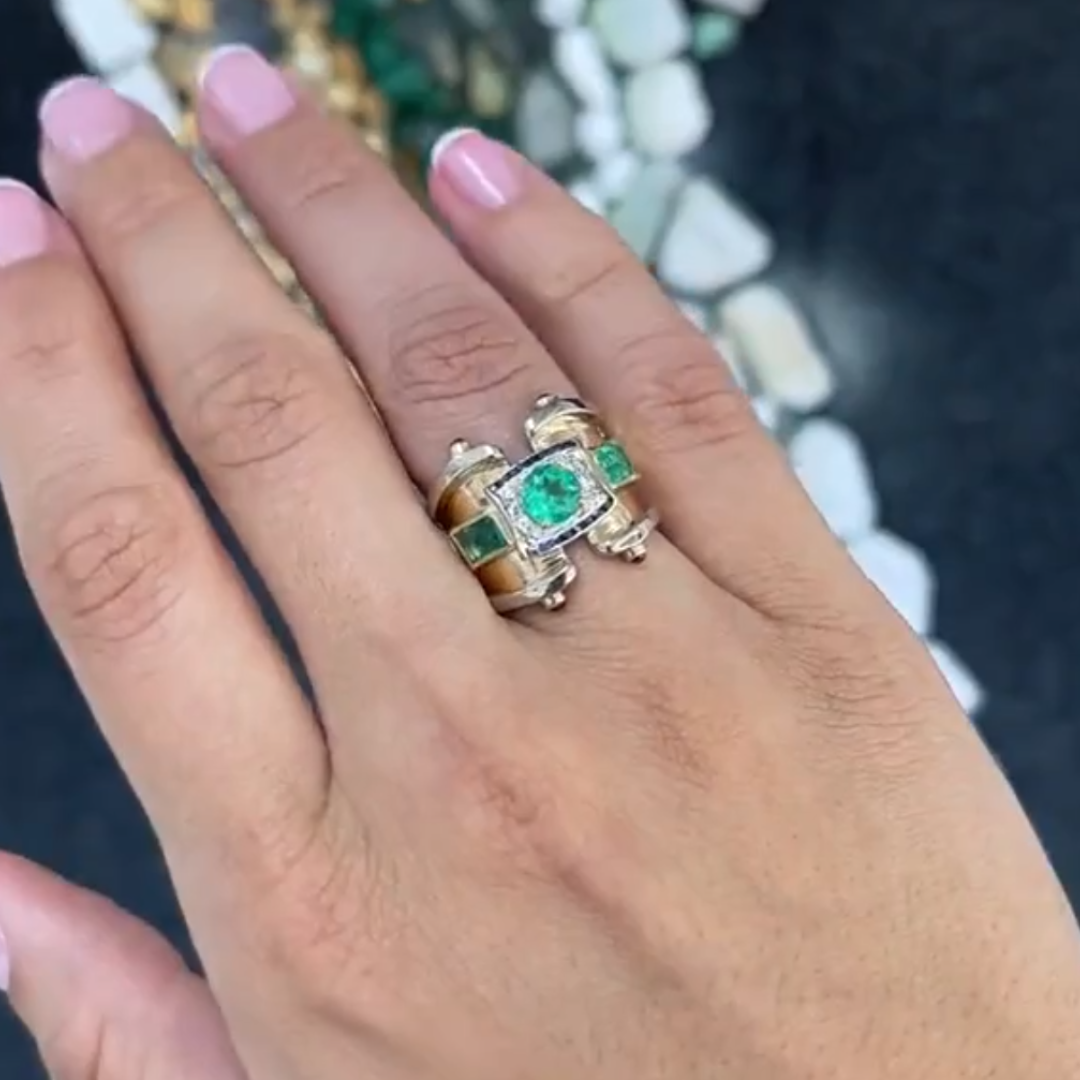 2.87ctw Cabochon Emerald Unisex Ring