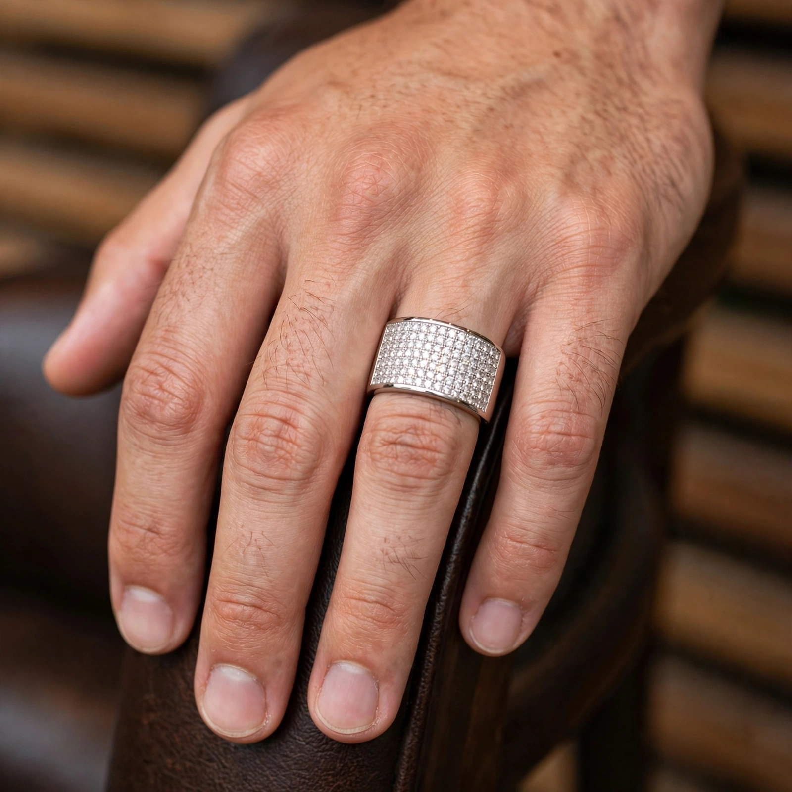 Multi-Row Pave Setting Moissanite Wide Band 