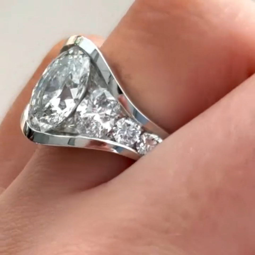 5ct oval cut diamond sterling silver handmade ring