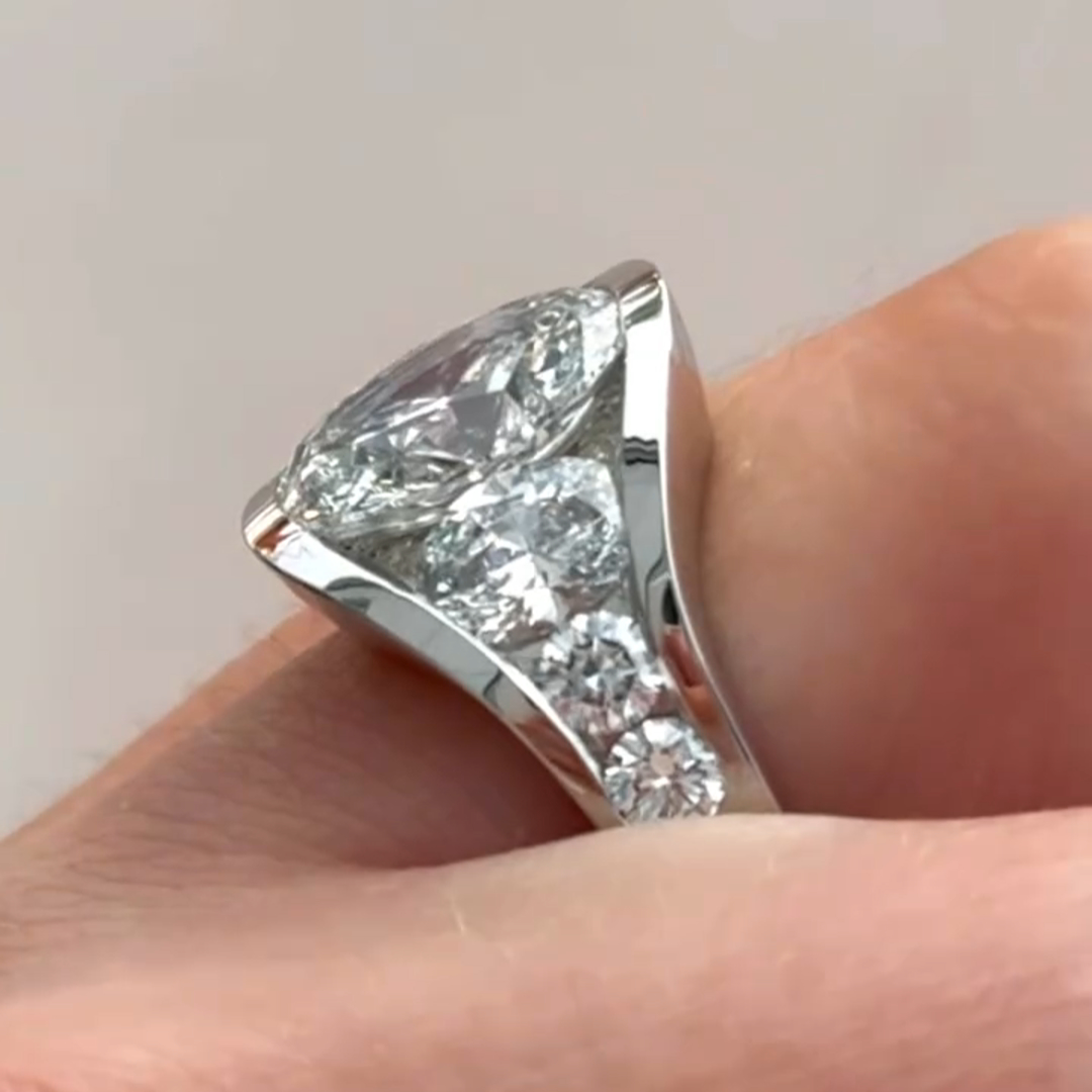 5ct oval cut diamond sterling silver handmade ring