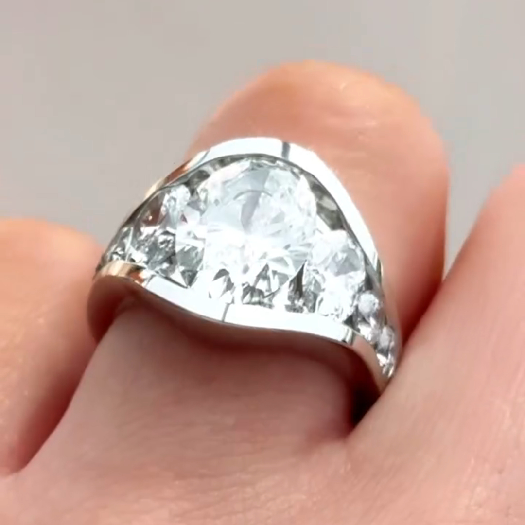 5ct oval cut diamond sterling silver handmade ring