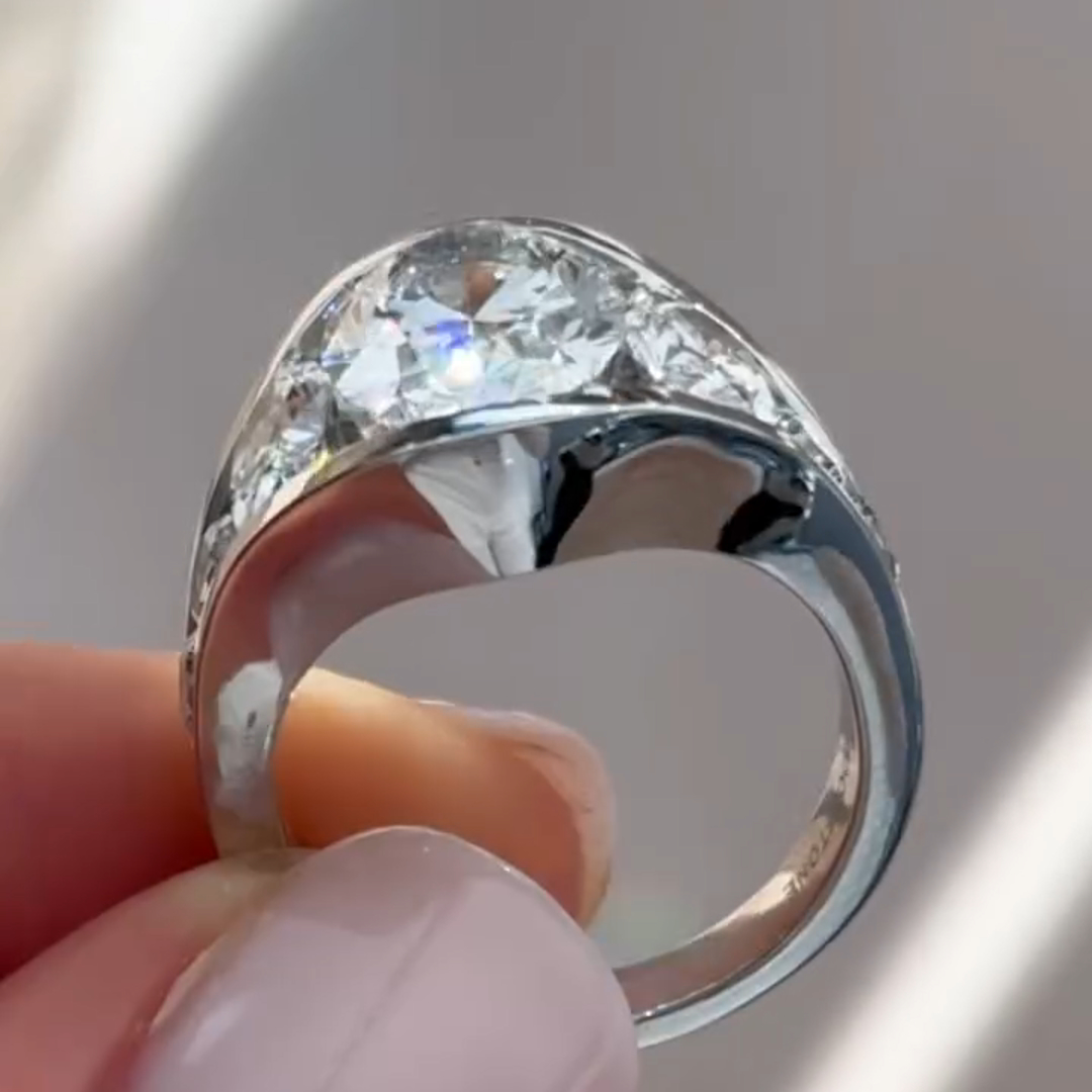 5ct oval cut diamond sterling silver handmade ring