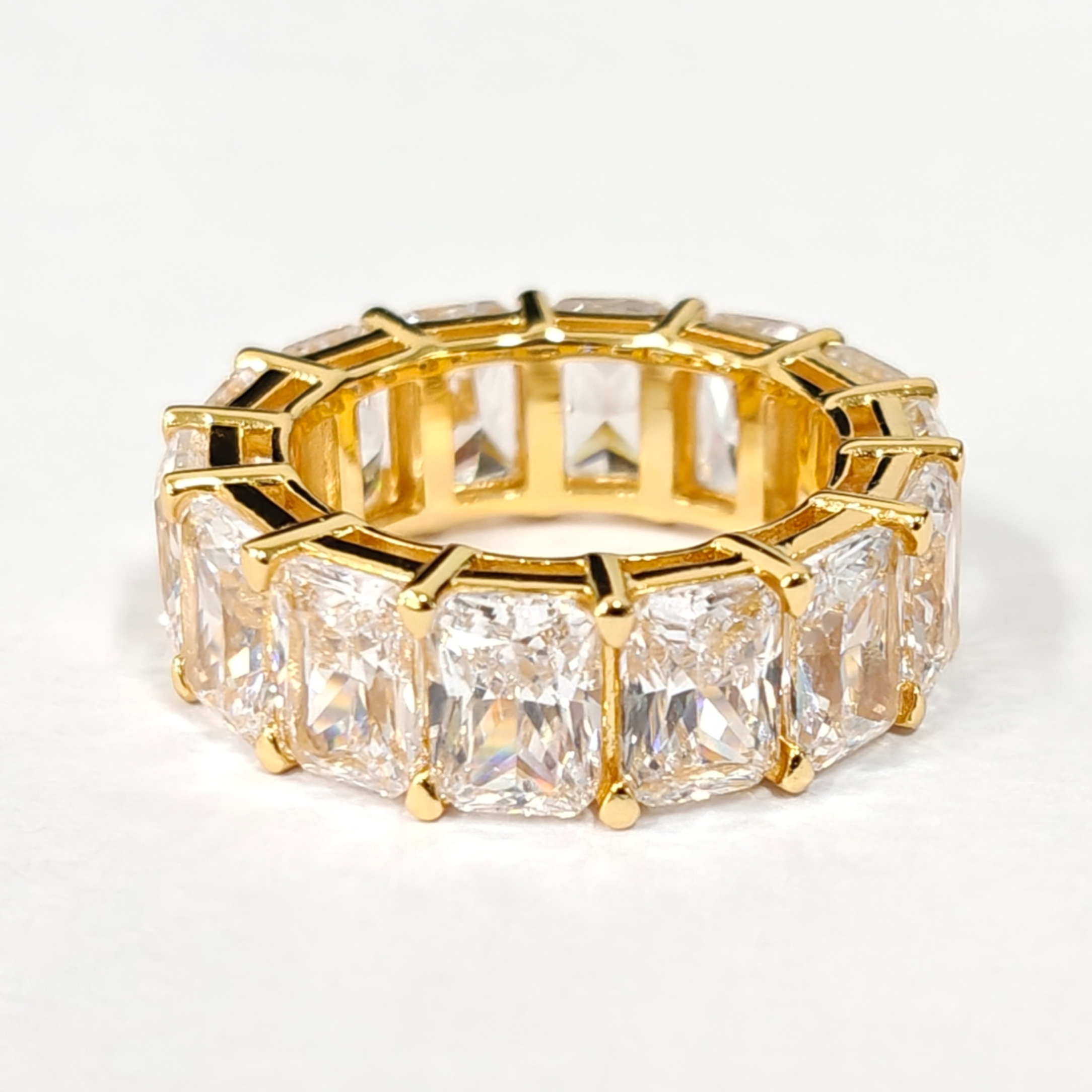 Radiant Cut Moissanite Eternity Band in 925 Sterling Silver Ring