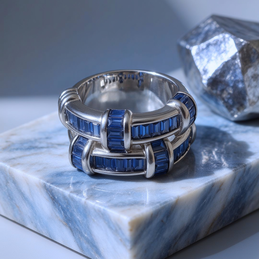 5.25ctw Emerald Cut Sterling Silver Handmade Ring
