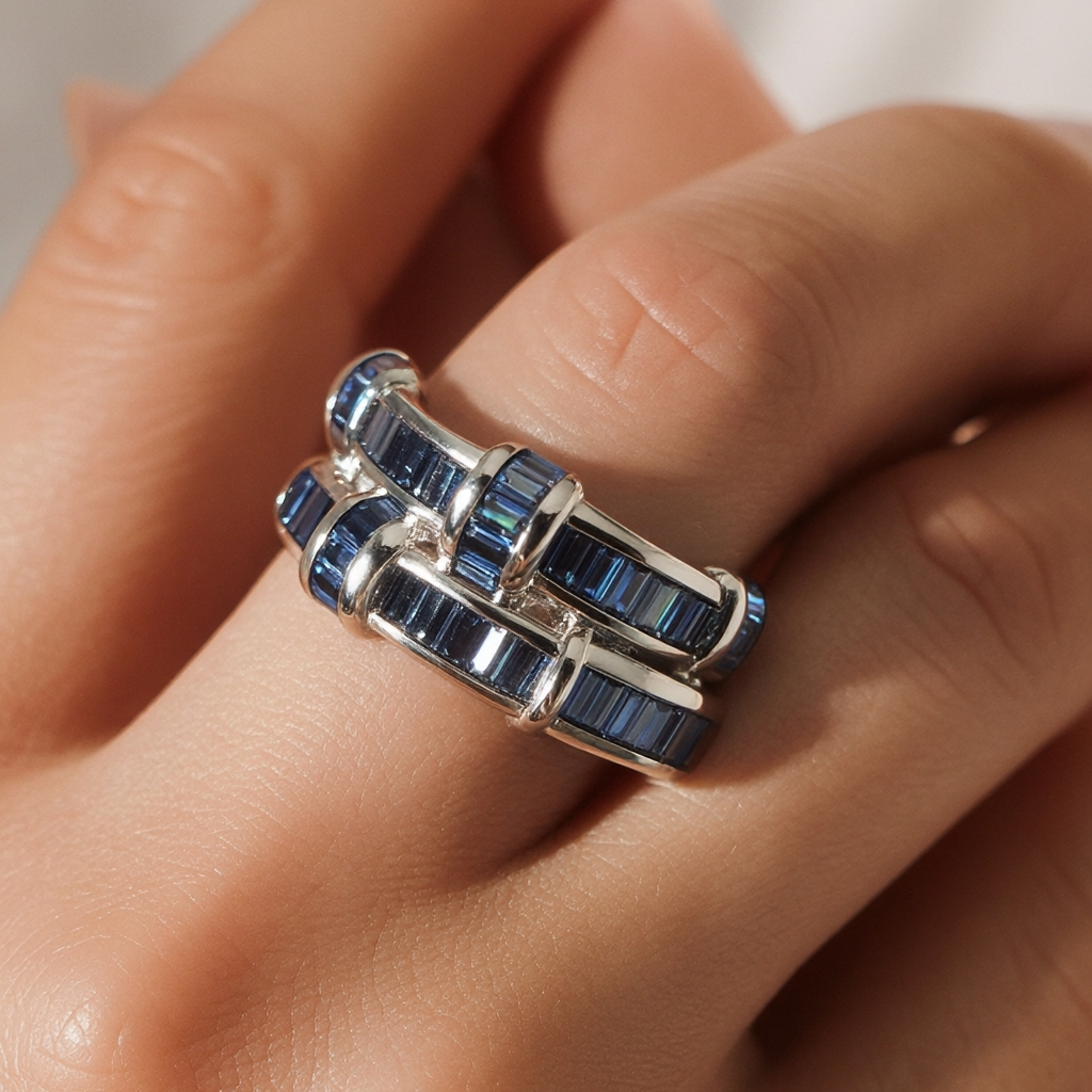 5.25ctw Emerald Cut Sterling Silver Handmade Ring