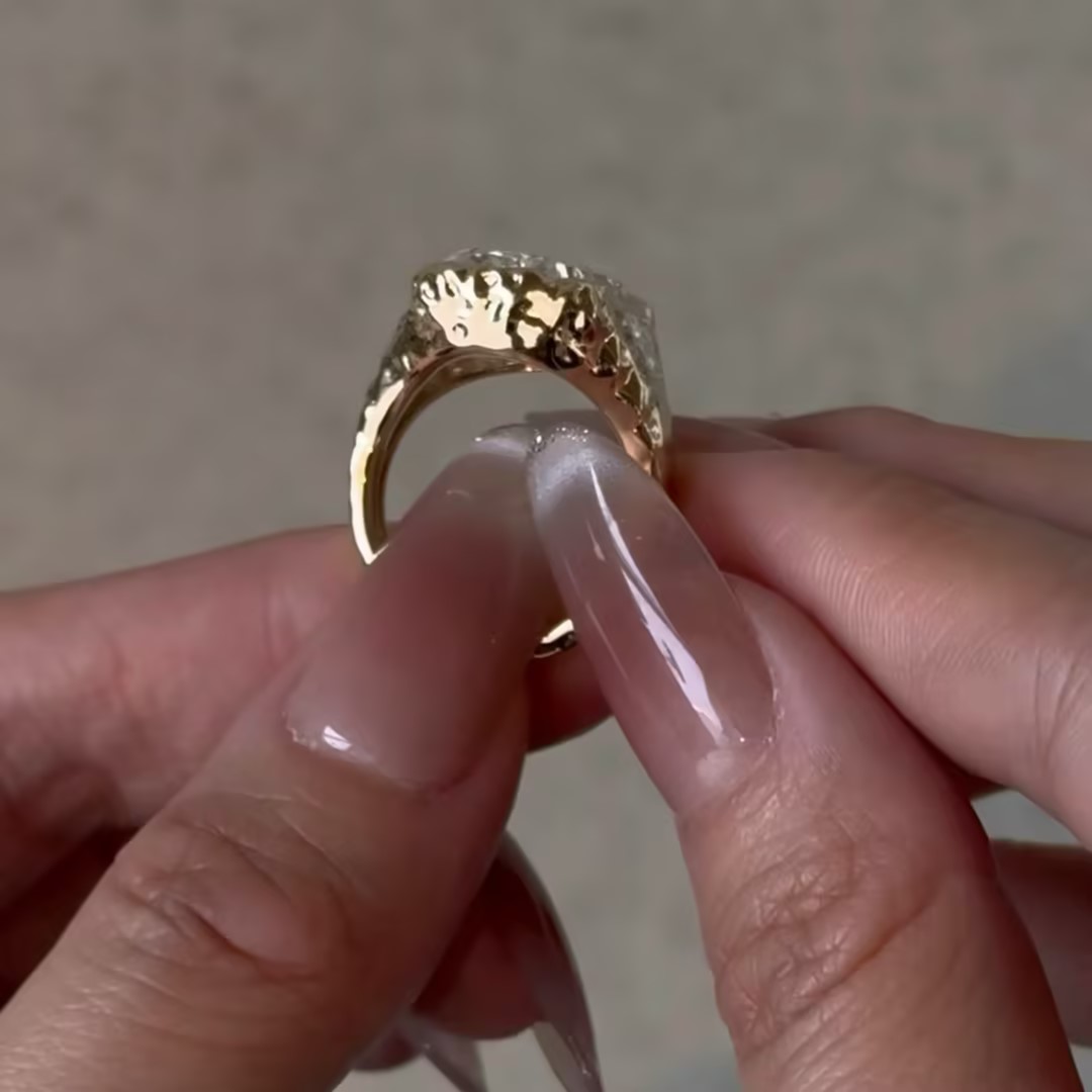 4ct Vintage Art Design Three-stone Radiant Cut  Ring