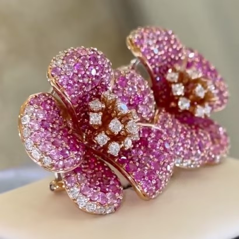 Flower Design Ombré gemstone  Stud Earrings