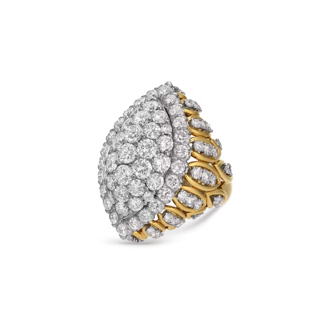 11.5ctw Marquise Shape Pave Setting White Stone Ring