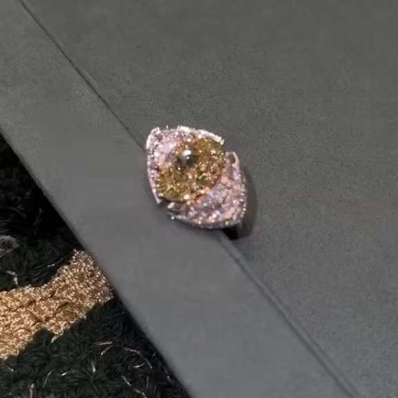 4ct Oval Cut Yellow Stone Evil Eyes Ring