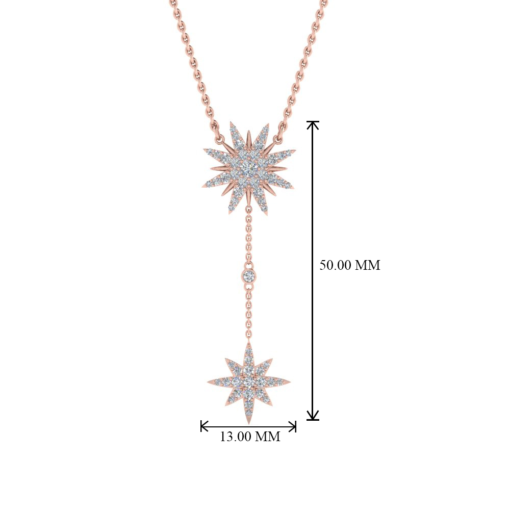 Sterling Silver Exquisite Star Shape Design Round Cut Drop Necklace