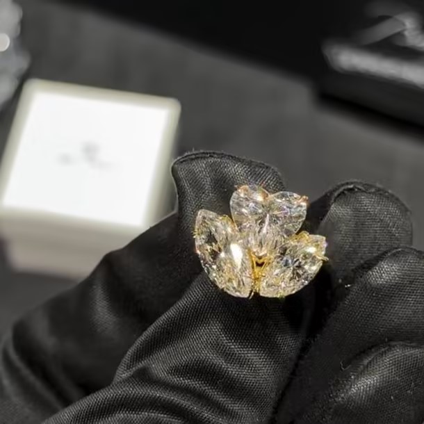 Heart & Marquise Cut Three Stone Ring In Gold
