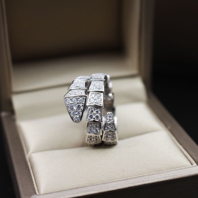 Handmade White Gemstone Classic Spirit Snake Silver Fine Ring