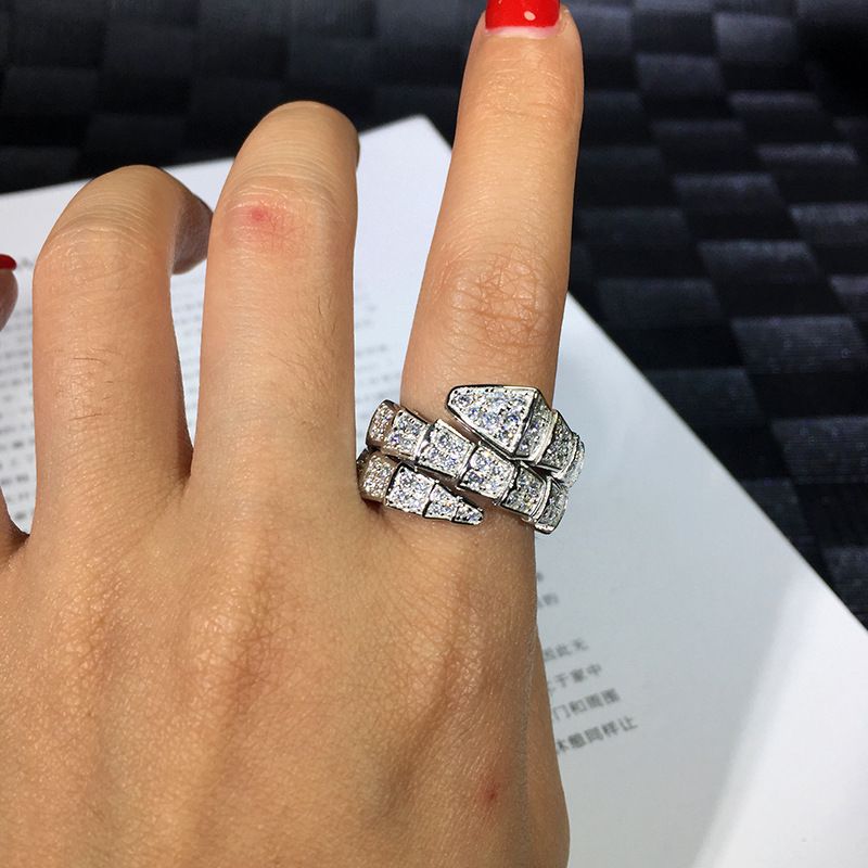 Handmade White Gemstone Classic Spirit Snake Silver Fine Ring