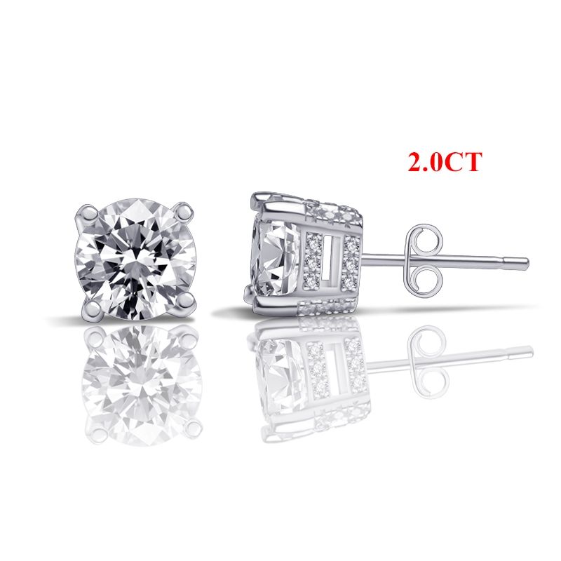Handmade 2.0CT Double Under Halo Diamond Studs Earrings