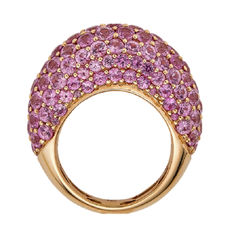 10.20 Carats Round Pink Sapphires Dome Ring