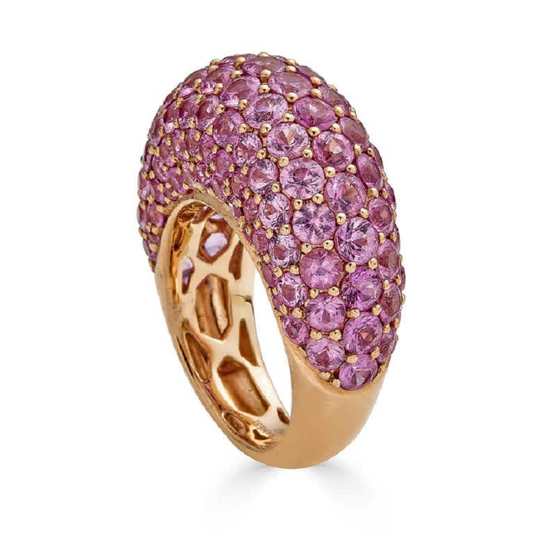 10.20 Carats Round Pink Sapphires Dome Ring
