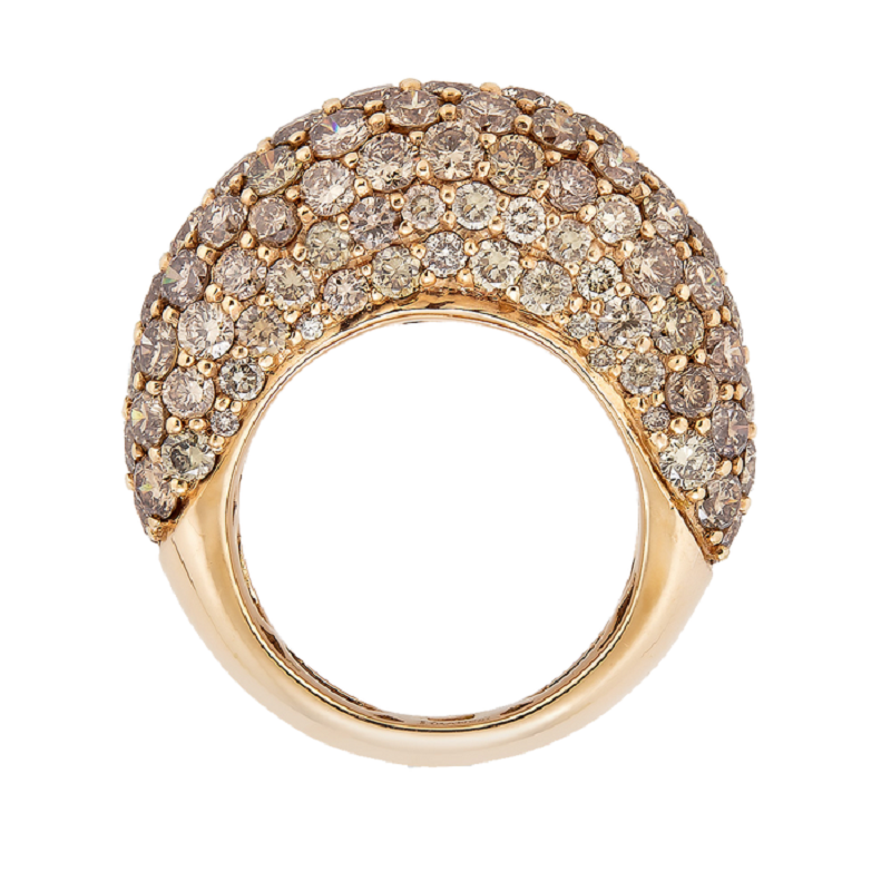 8.50 Carats Round Champagne Diamonds Dome Ring