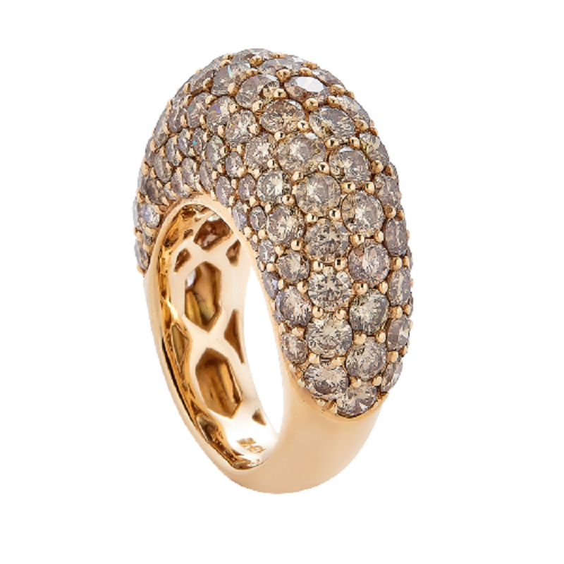 8.50 Carats Round Champagne Diamonds Dome Ring