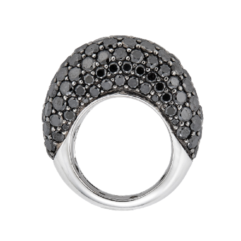 9.6 CT Round Black Diamonds Dome Ring