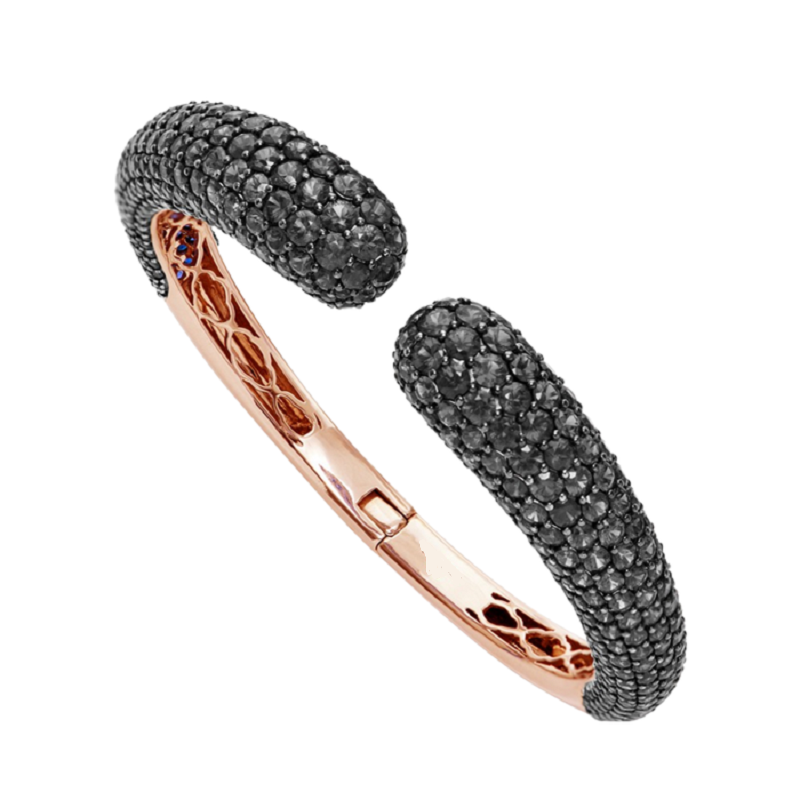 21.00ct Round Black Diamonds Dome Bracelet