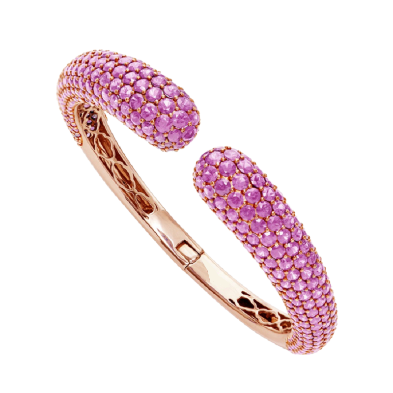 21ct Round Pink Sapphires Dome Bracelet