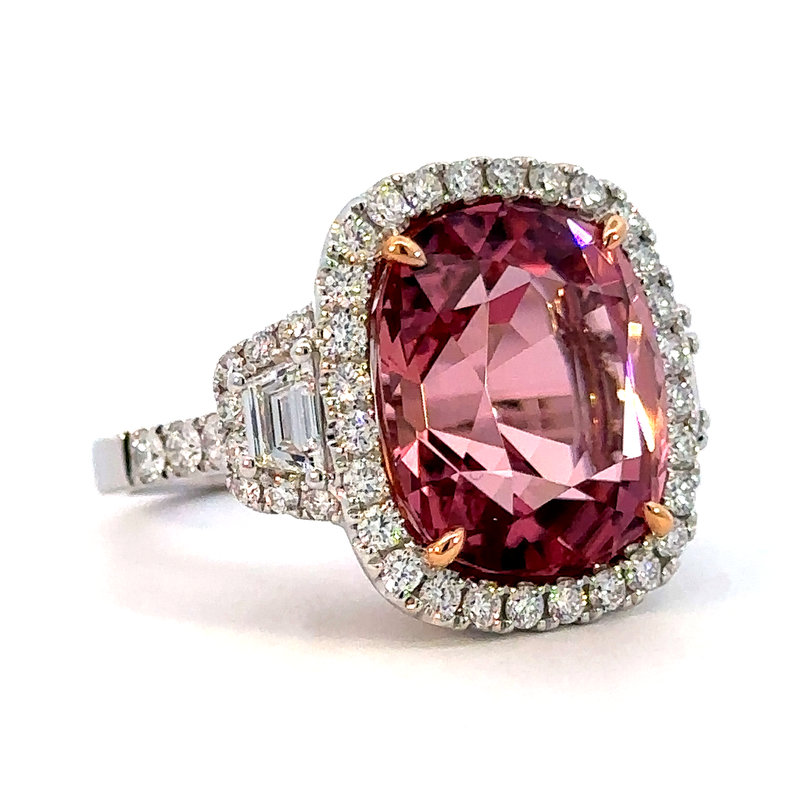 13.32ct Cushion Cut Pink Tourmaline Engagement Ring