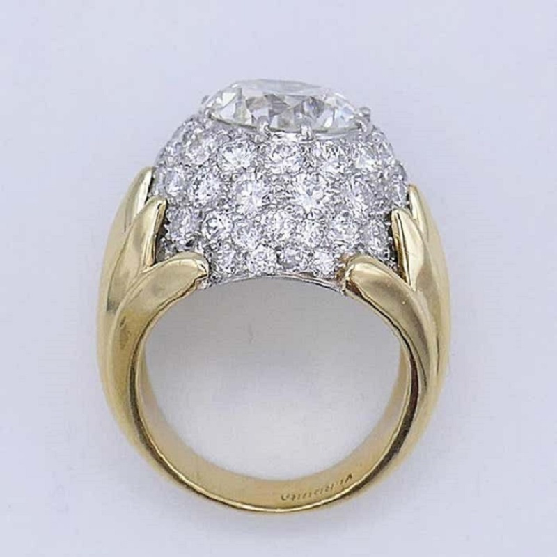 5.0CT Vintage Ring In 18k Yellow Gold And Platinum