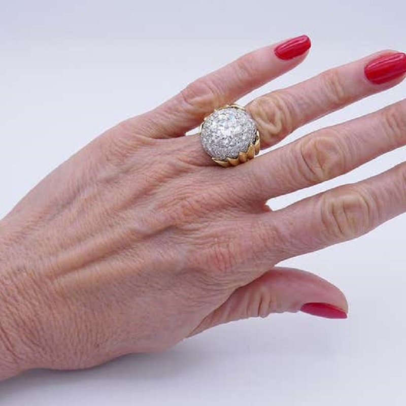 5.0CT Vintage Ring In 18k Yellow Gold And Platinum