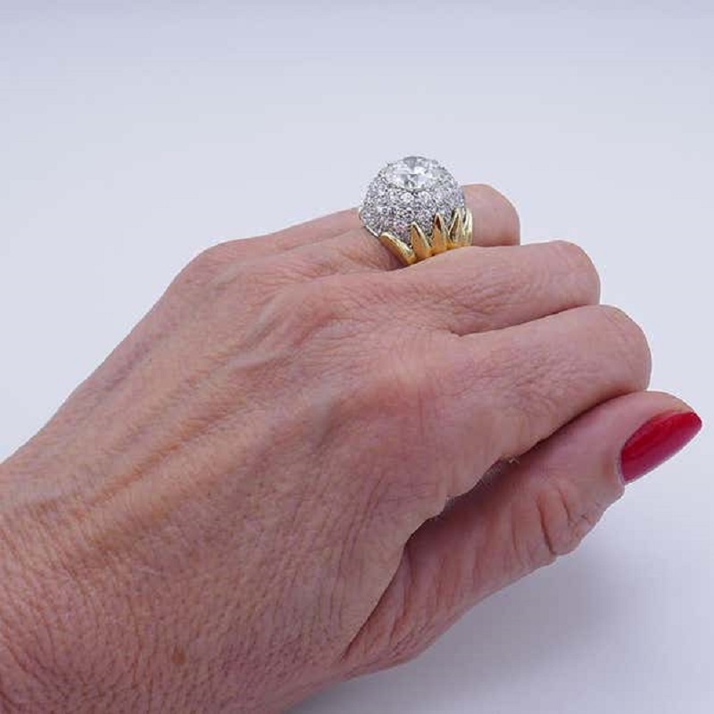 5.0CT Vintage Ring In 18k Yellow Gold And Platinum