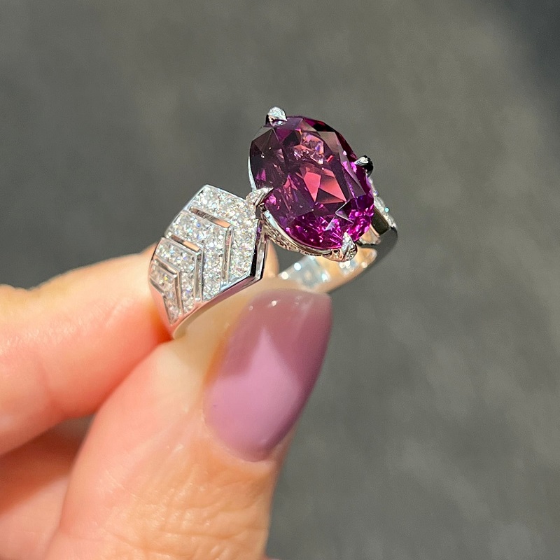 5.48ct Oval Cut Ring Set With Natural Diamonds In 18K White Gold Fine Jewelry