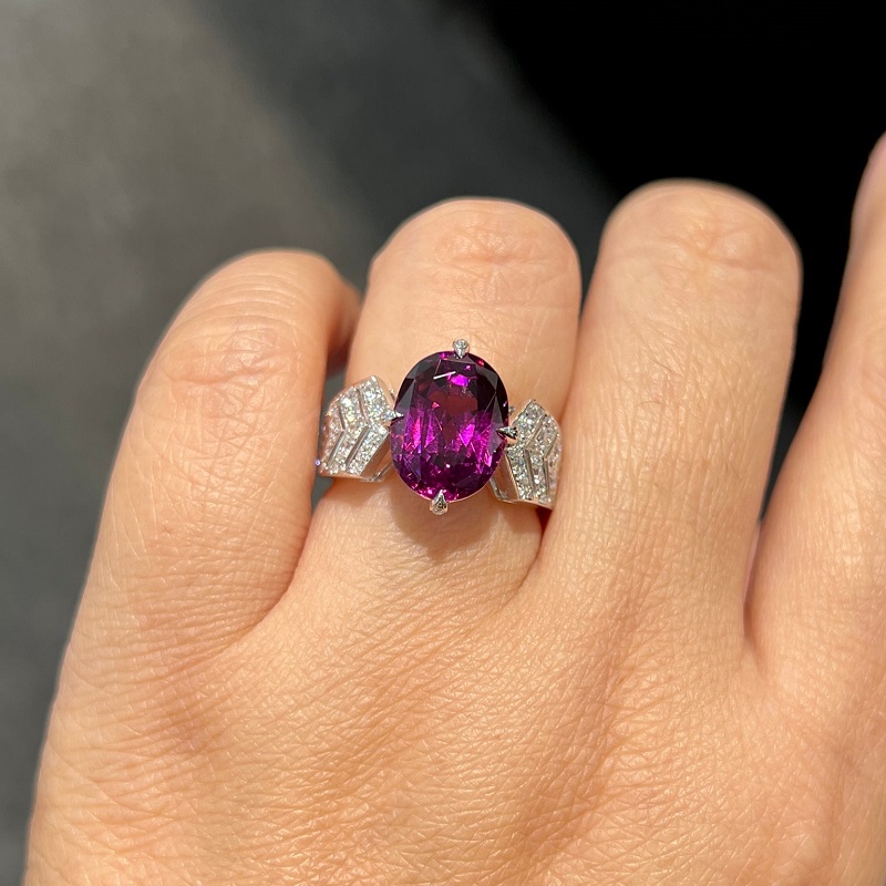 5.48ct Oval Cut Ring Set With Natural Diamonds In 18K White Gold Fine Jewelry