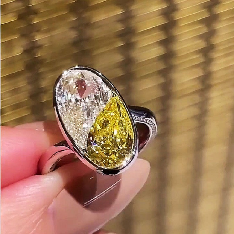 6.0CT Pear Cut Yellow Sapphire Engagement Ring