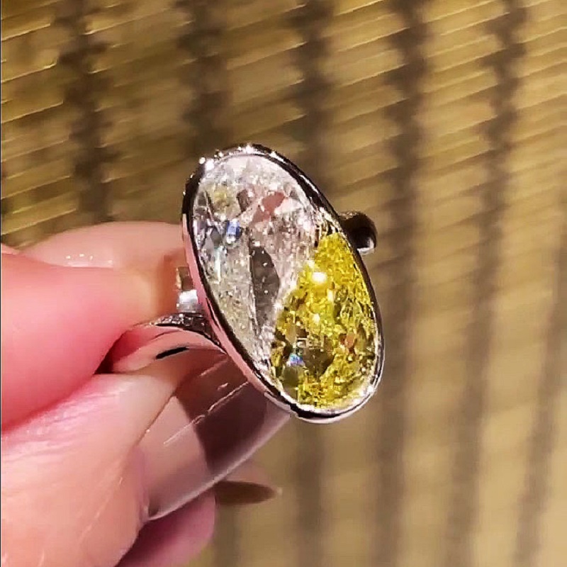 6.0CT Pear Cut Yellow Sapphire Engagement Ring