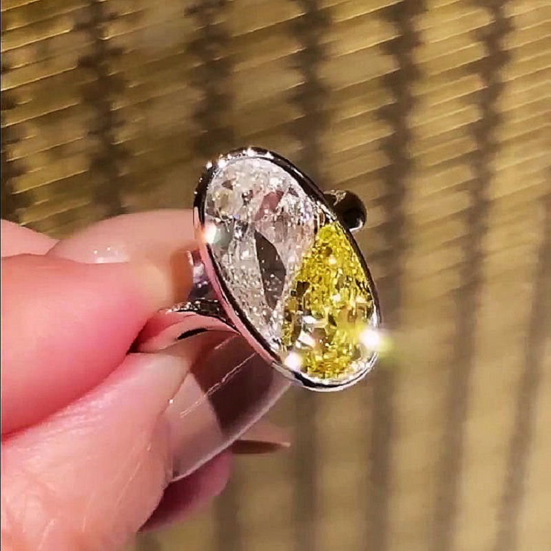 6.0CT Pear Cut Yellow Sapphire Engagement Ring