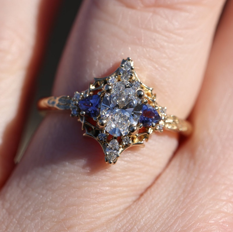 2.0CT Oval Cut "Queen Of Thorns" Diamond Engagement Ring