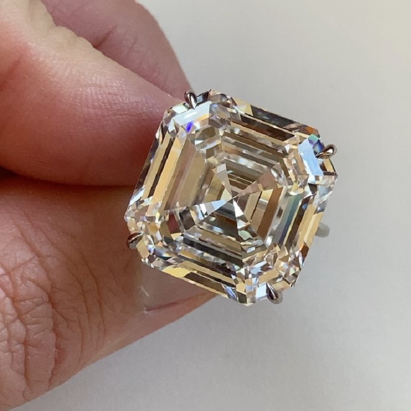 40.0 Carat Asscher Cut White Diamonds Engagement Ring