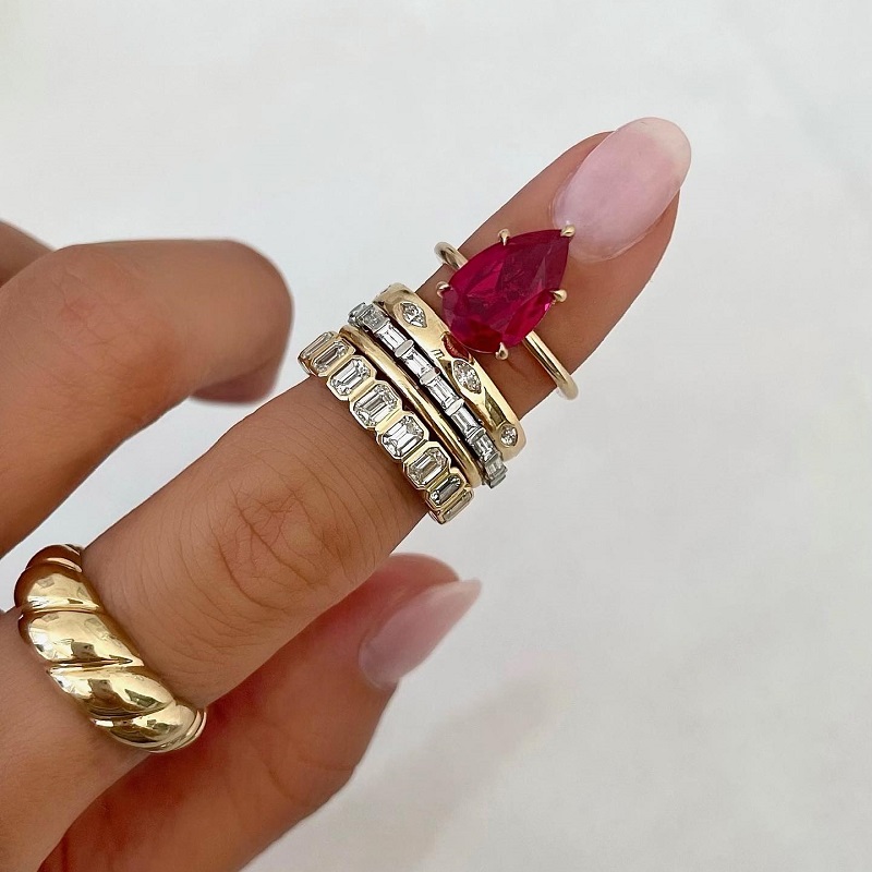 0.85 Carats Teardrop Pear Solitaire Ruby Engagement Ring