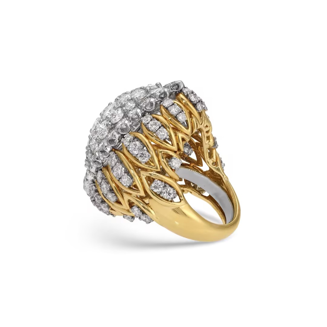 11.5ctw Marquise Shape Pave Setting White Stone Ring