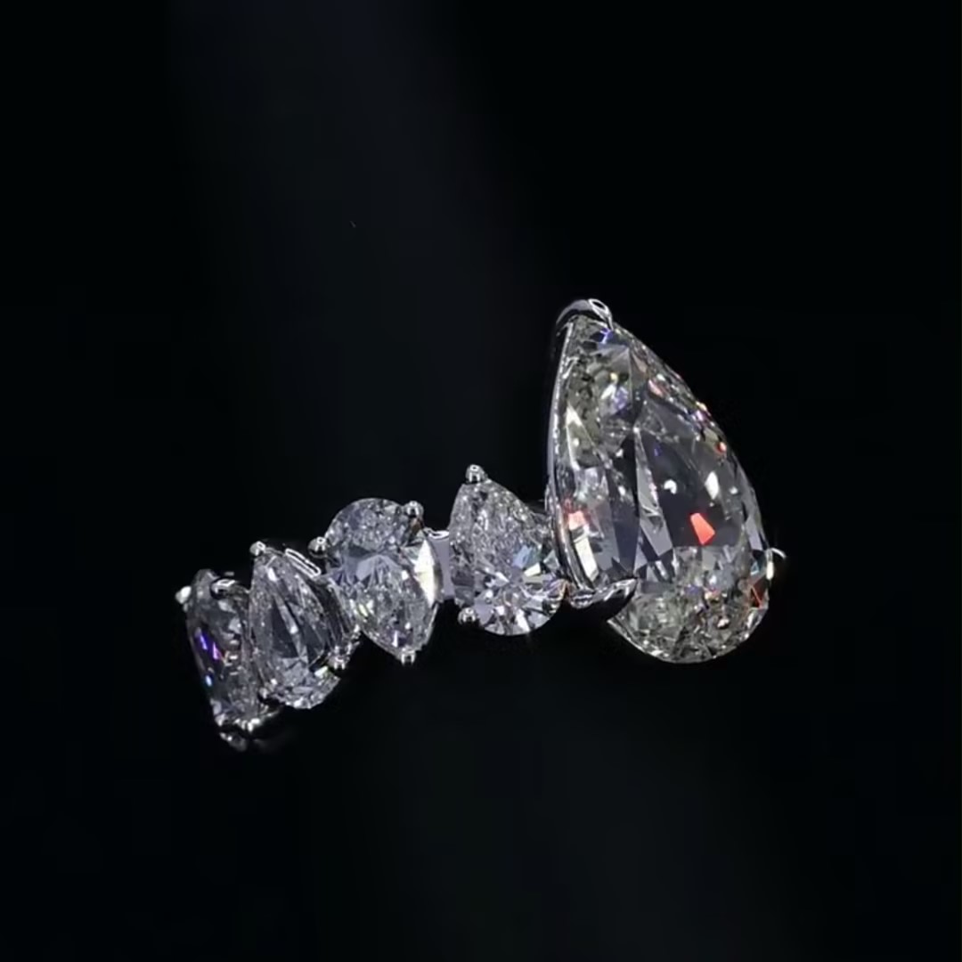 7ct Pear Cut White Stone Engagement Ring