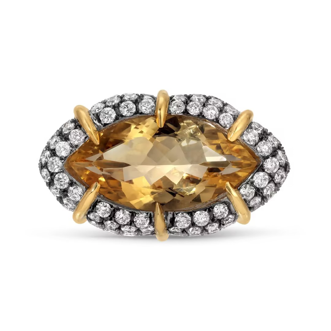 6ct Two-tone Design Citrine Ring in Sterling Silver