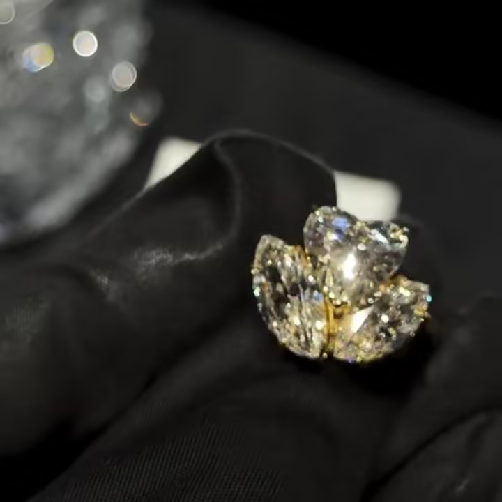 Heart & Marquise Cut Three Stone Ring In Gold