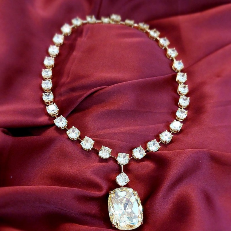 Luxury Cushion Cut Yellow Sapphire Pendant Necklace