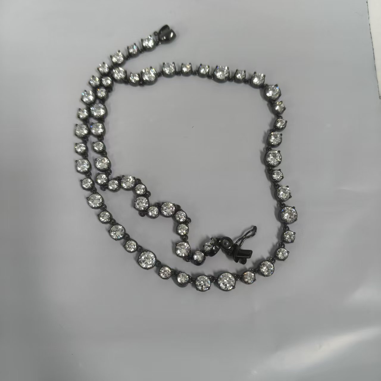 16.25ctw Round Cut White Sapphire Handmade Necklace In Blackened Yellow Gold