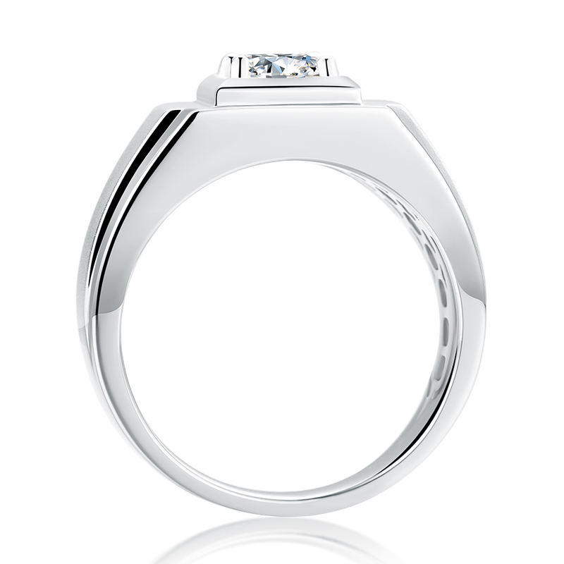 Sterling Silver Classic Round Cut Men's Wedding Ring